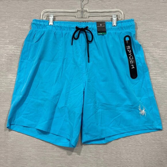 SPYDER Blue Swim Shorts Men's Size XL Quick Dry UPF 30+ Boxer Lined Trunks - Picture 1 of 16